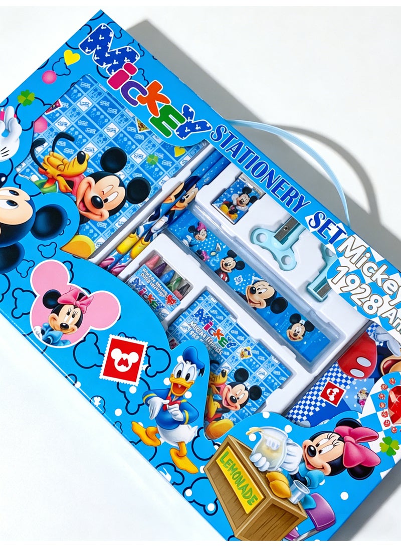 Disney 16-piece student stationery set, school supplies gift box set, suitable for primary school students, including pencils, erasers, pencil sharpeners-pencil cases-colored crayons-notebooks, etc. Birthday gift for back-to-school season - Image 1